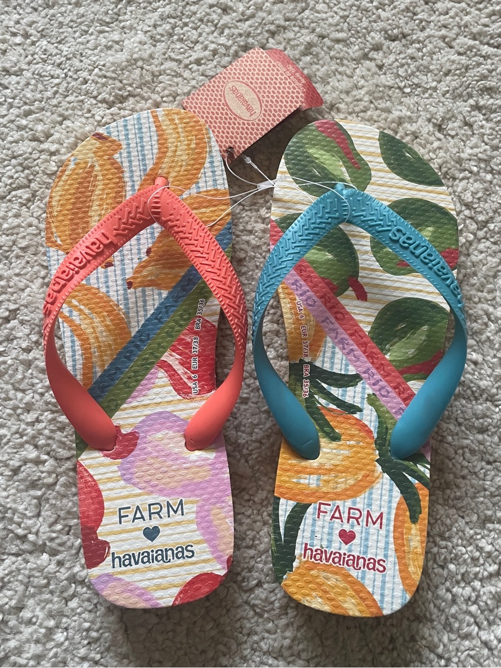New! Havaianas x Farm Rio Colorful Floral Flip Flops size 6